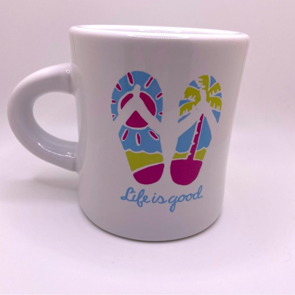 Life is Good Mug Flip Flops Do What You Like. Like What You Do Tropical White